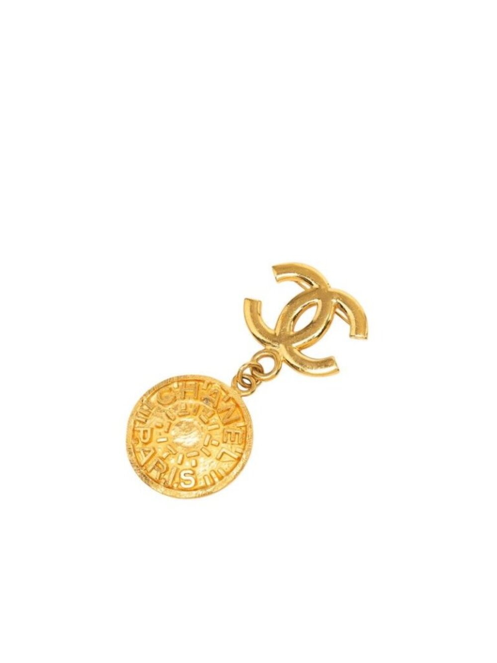 Chanel Vintage CC Logo Brooch Gold Plated